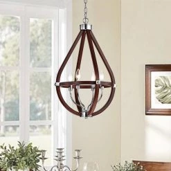 New 👏 4-Light Wood and Chrome Teardrop Chandelier by Edvivi 💯 -Deals Edvivi || Atlas Store wood and chrome edvivi chandeliers epj426wd 31 1000