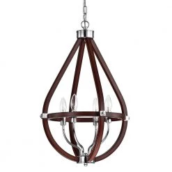 New 👏 4-Light Wood and Chrome Teardrop Chandelier by Edvivi 💯 -Deals Edvivi || Atlas Store wood and chrome edvivi chandeliers epj426wd 66 1000
