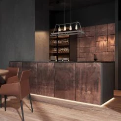 Hot Sale ✔️ Troy 4-Light Wood and Oil Rubbed Bronze Farmhouse Rectangular Kitchen Island Chandelier by Edvivi ✨ -Deals Edvivi || Atlas Store wood and oil rubbed bronze edvivi chandeliers epd3407wd 1f 1000