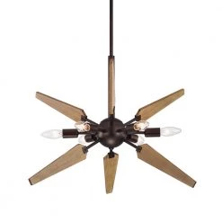 Cheap ⭐ Astrid 6- Light Wood and Oil Rubbed Bronze Sputnik Mid-Century ModernPendant by Edvivi 🌟