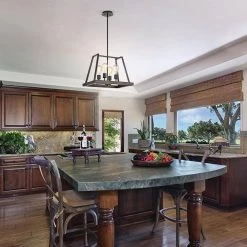 Hot Sale 👏 Troy 4-Light Wood and Oil Rubbed Bronze Farmhouse Pendant by Edvivi 🎉 -Deals Edvivi || Atlas Store wood and oil rubbed bronze edvivi chandeliers epl3247wd 31 1000