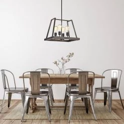 Hot Sale 👏 Troy 4-Light Wood and Oil Rubbed Bronze Farmhouse Pendant by Edvivi 🎉 -Deals Edvivi || Atlas Store wood and oil rubbed bronze edvivi chandeliers epl3247wd c3 1000