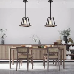 Hot Sale 🎉 Troy 1-Light Wood and Oil Rubbed Bronze Farmhouse Pendant by Edvivi 🧨 -Deals Edvivi || Atlas Store wood and oil rubbed bronze edvivi chandeliers epl3517wd 4f 1000